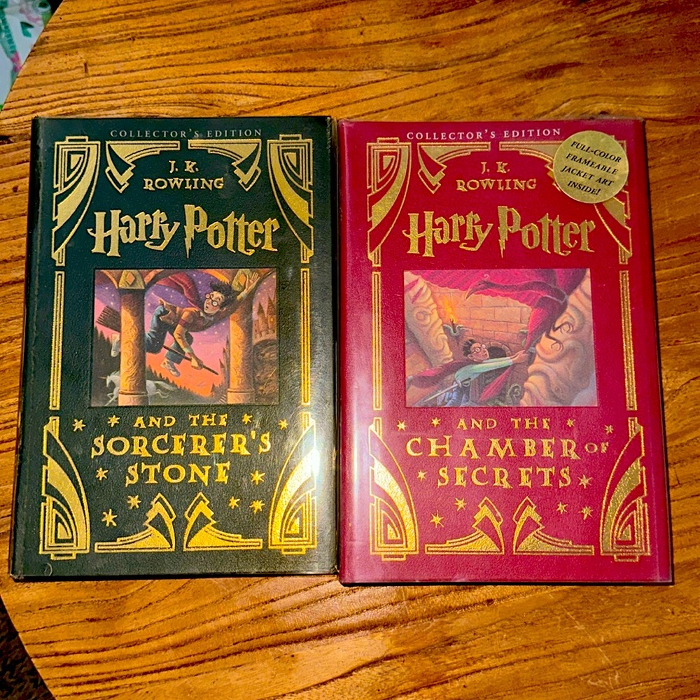 Signed Harry Potter collectors edition book one and two.
